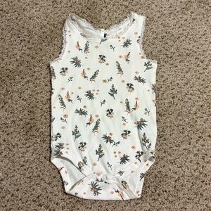 Colored Organics Bodysuit Tank 6-12 Months White Floral
